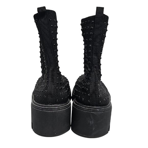 MUDD Women's Black Lug w/Black Studs Chunky Knit Sock Boots Bootie Size 9 - Picture 5 of 7